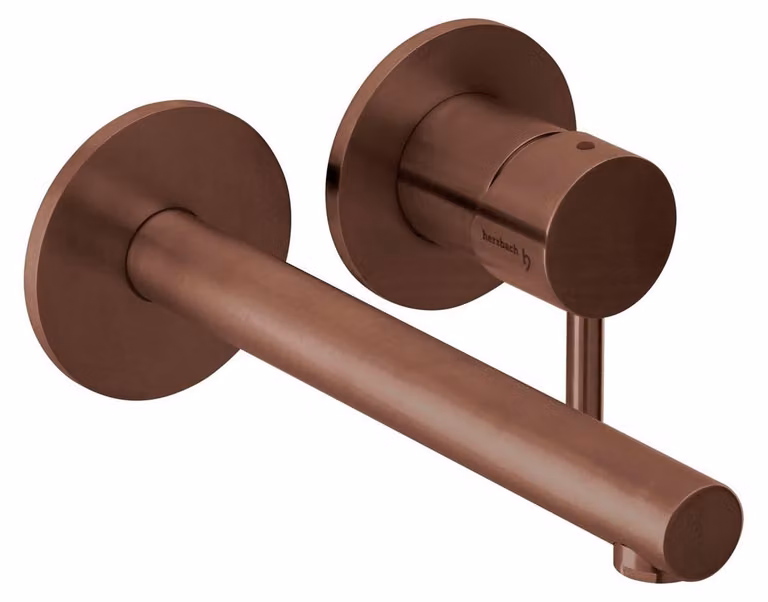 Herzbach DESIGN iX PVD Miscelatore da lavabo a parete, set di colori 210 mm, Copper Steel
