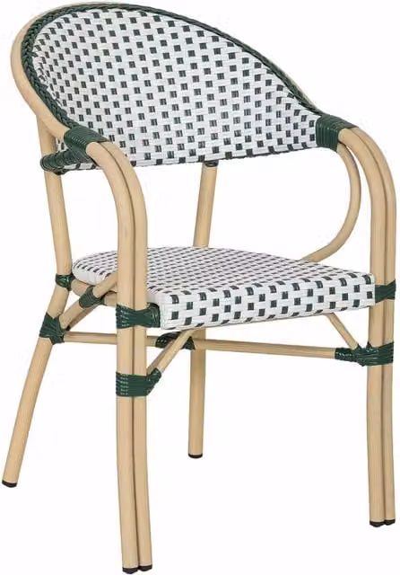 Poltrona in rattan sintetico e metallo Wanderlust Deco verde e beige H: 85 cm – 1
