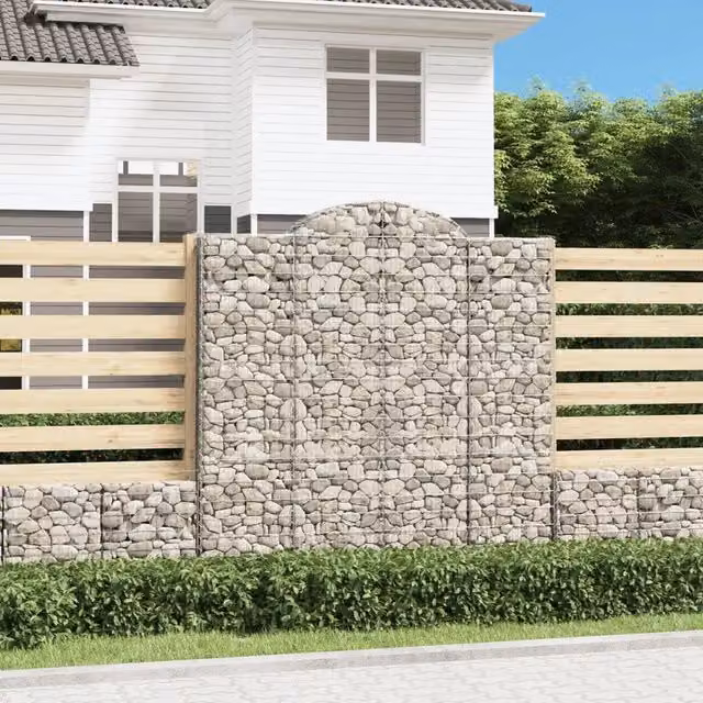 Set di 10 Cesti Gabbioni ad Arco Videx in Acciaio Zincato Grigio L: 200 cm, P: 50 cm, H: 200-220 cm