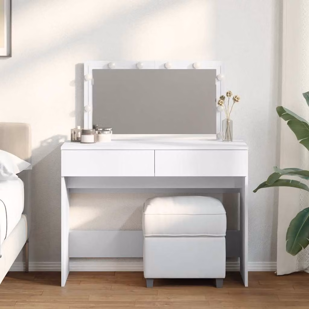 vidaXL Toeletta Hollywood con LED Bianco L: 100 cm, P: 40 cm, H: 120 cm – 1