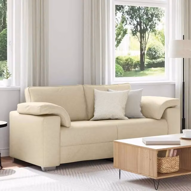 Divano a due posti moderno vidaXL in tessuto beige con cuscini inclusi L: 180 cm, P: 82 cm, H: 77 cm – 1