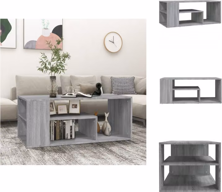 vidaXL Tavolino grigio Sonoma 100x50x40 cm in legno - Tavolini da caffè