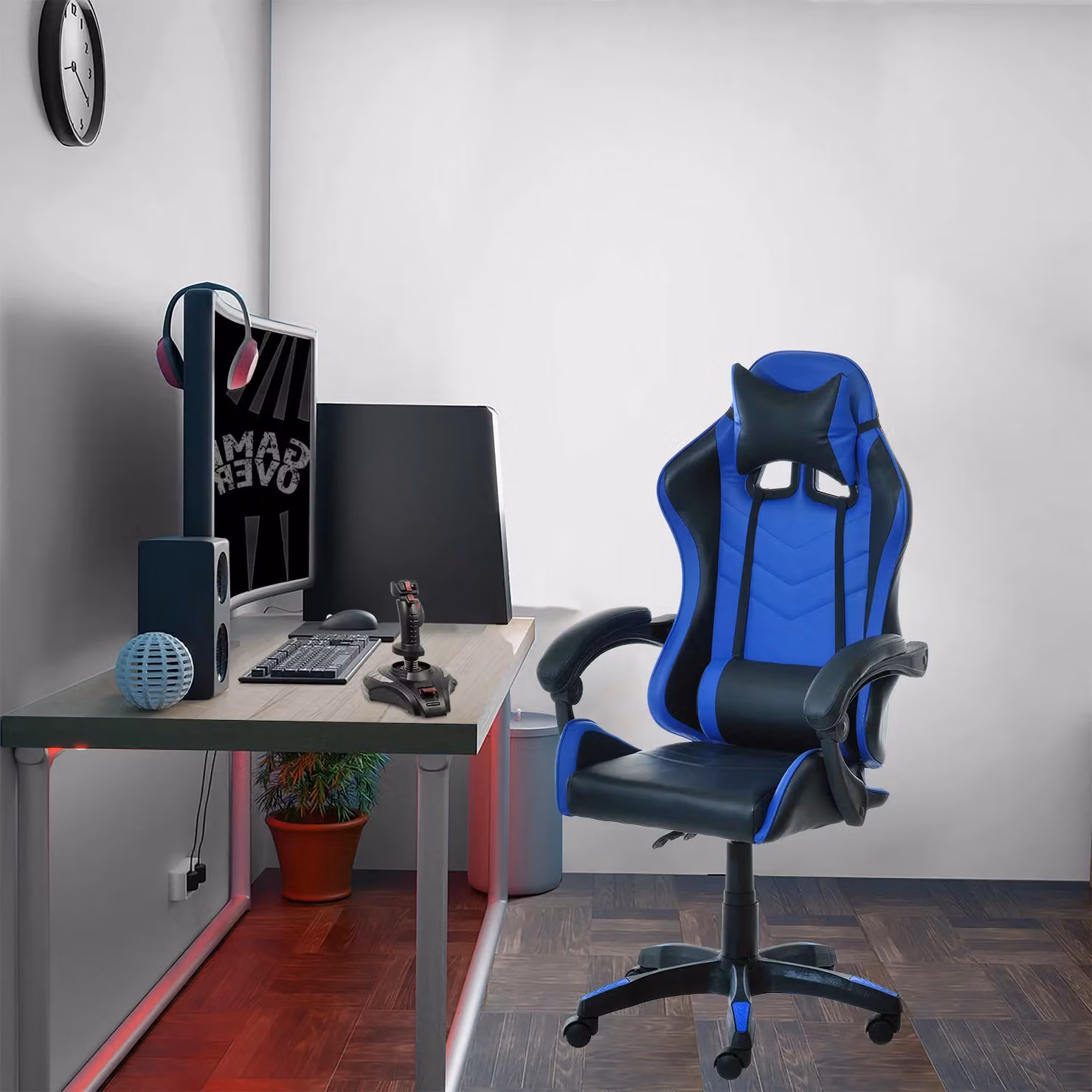 Poltrona Gaming Vestiamo Casa Blu e Nero con Poggiatesta e Braccioli – 2