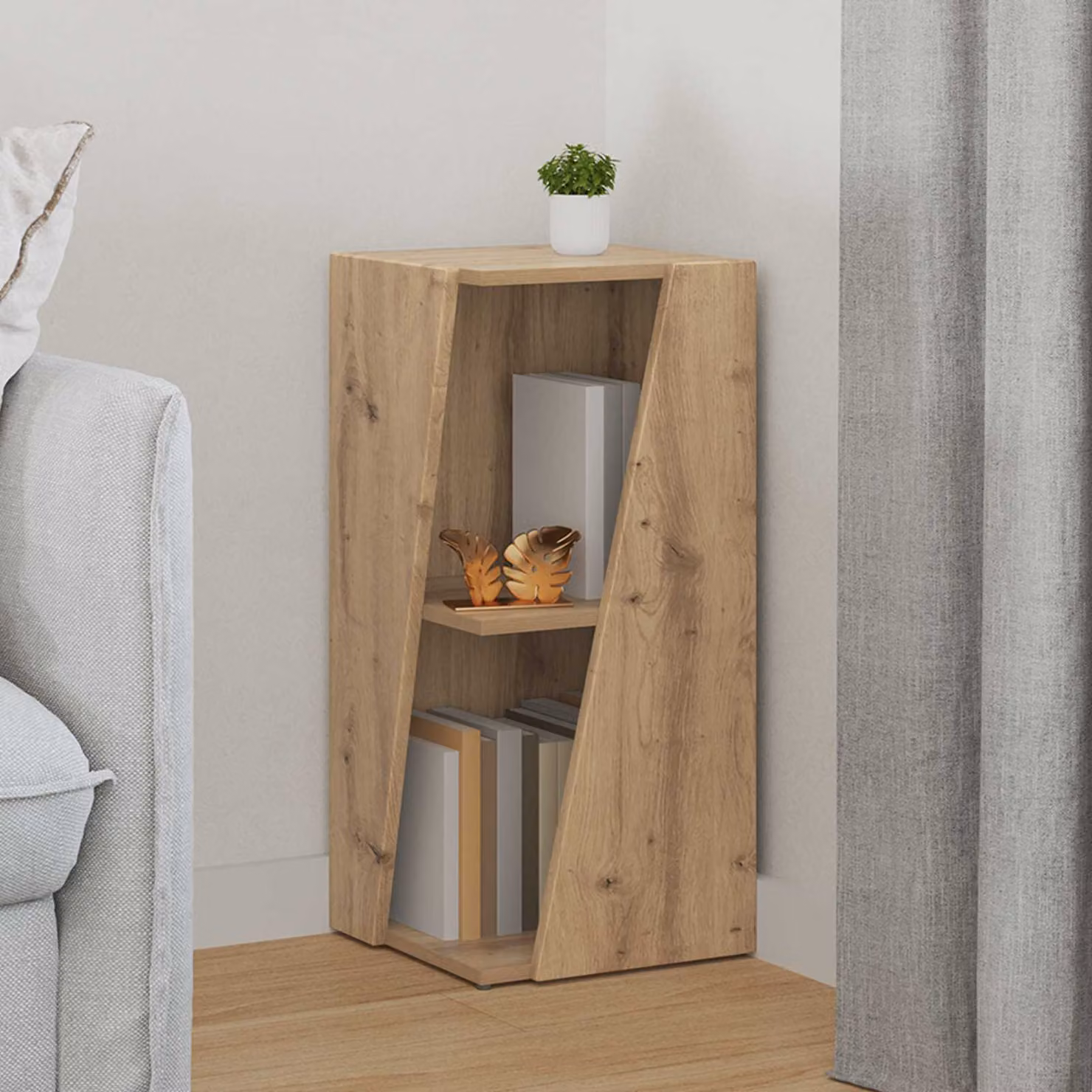 Mensola laterale moderna vidaXL in legno ingegnerizzato marrone L 33 cm, P 32 cm, H 70,5 cm