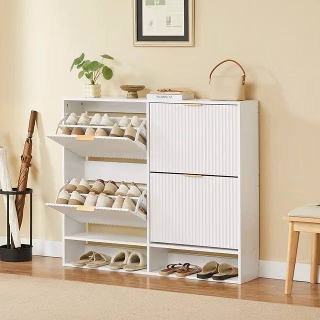 Scarpiera con Ripiano Decorativo ¨C MINIMAL ¨C Bianco, 120x24 cm, Altezza Regolabile