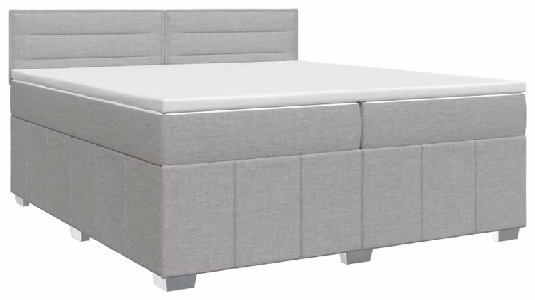 Letto a molle con materasso grigio chiaro 200 x 200 cm in tessuto