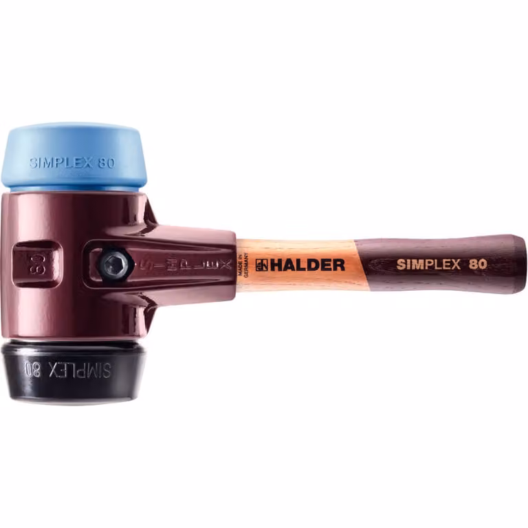 Mazza SIMPLEX soft-face con corpo in ghisa malleabile e manico in legno, Ø 80 / manico 230 mm composizione in gomma / TPE-soft