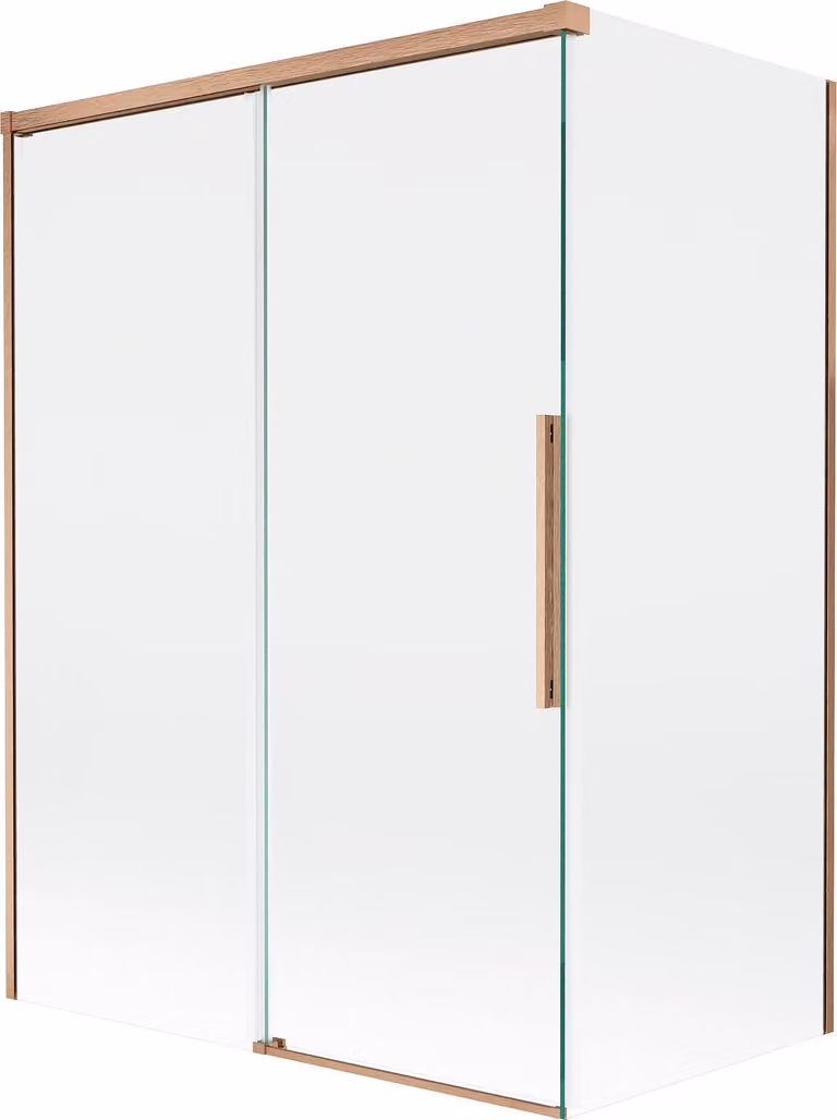 Mexen Rox paratia per vasca da bagno scorrevole a 2 ante 120 + 70 x 150 cm, trasparente, rame spazzolato - 8C9-120-070-65-00