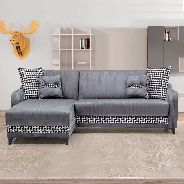 Divano con penisola contenitore reversibile 246x138x92 H Laos colore grigio