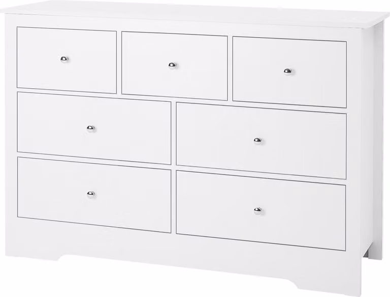 SucceBuy cassettiera in legno con 7 cassetti, protezione anti-scivolo e anti-ribaltamento