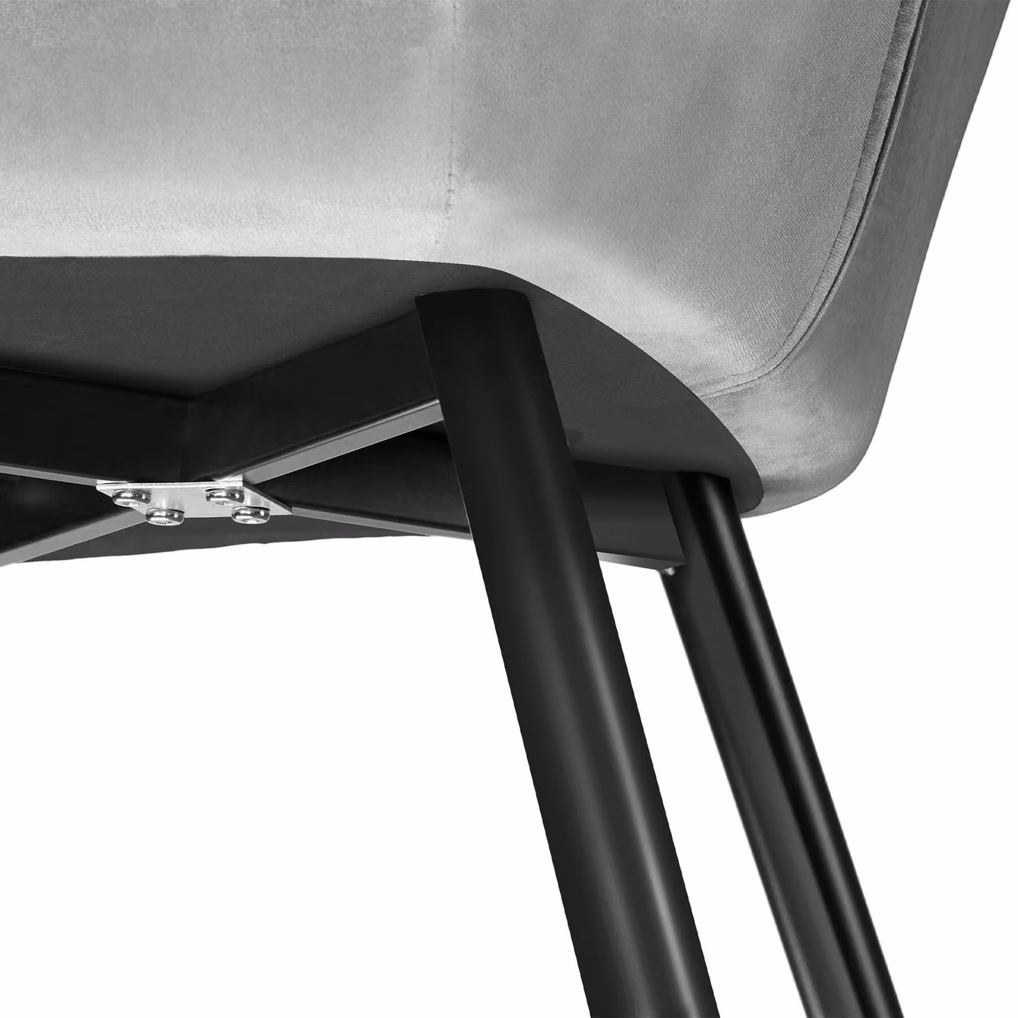 Sedia Marilyn tectake in velluto grigio con gambe nere in metallo per soggiorno e sala da pranzo – 1