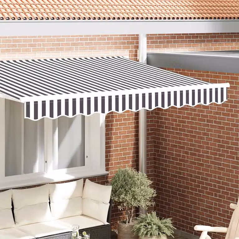 Mantovana di ricambio vidaXL per tenda da sole in poliestere, antracite e bianco a righe, L: 235 cm