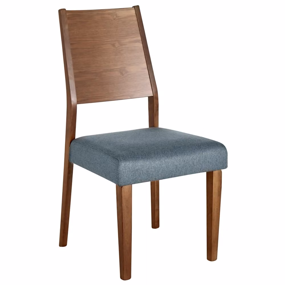 Set di 2 sedie da pranzo BELIANI in legno di gomma marrone con seduta in tessuto e finitura laccata per cucina e sala da pranzo – 2