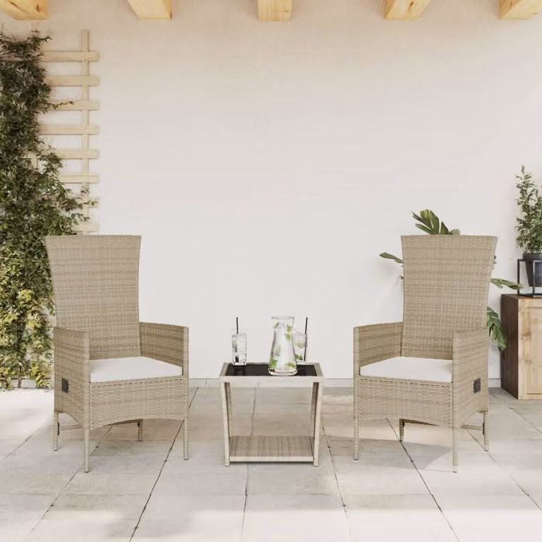 Maison Exclusive - Set da pranzo da giardino 3 pezzi con cuscini in polyrattan beige