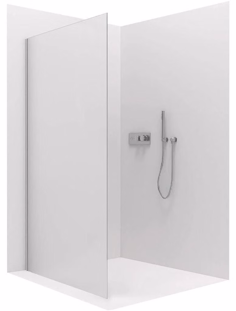 CERANO - Parete laterale Varone L/P - 6 mm - cromo, vetro smerigliato - 80x195 cm - monoblocco