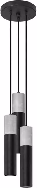 Lampada a sospensione Pure Lume in metallo e cemento nero e grigio con 3 cilindri dimmabili GU10