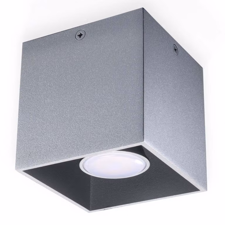 Lampada da soffitto QUAD 1 grigio 1xGU10 10W alluminio 10x10x10cm Sollux Lighting