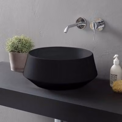 Lavabo da appoggio tondo in ceramica nero opaco Aris Diametro: 42 cm – 1