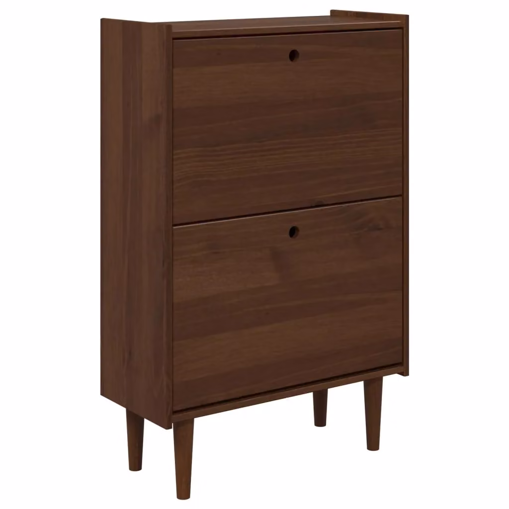 Scarpiera moderna vidaXL in legno di pino laccato marrone con ripiani, L: 70 cm, P: 30 cm, H: 107 cm – 2