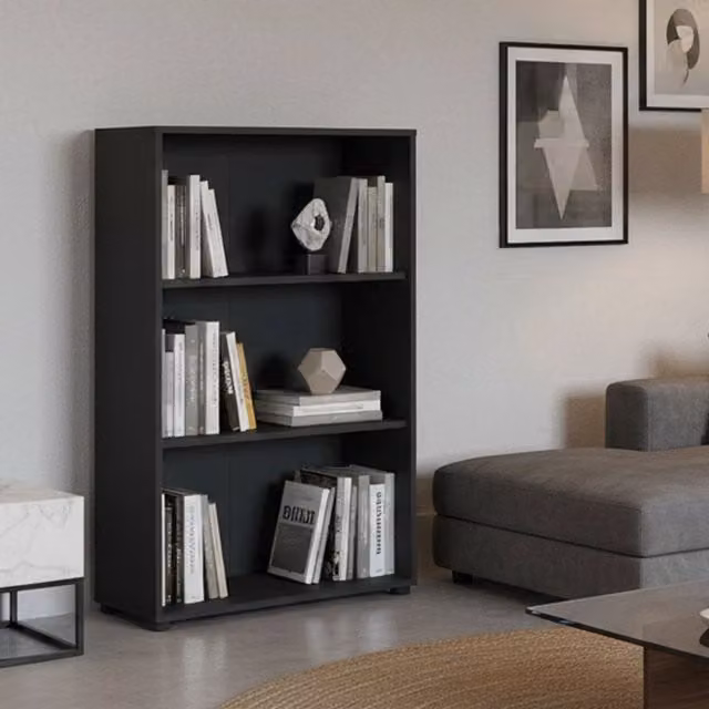 Libreria Sparto DMORA, Scaffale da ufficio e mobile portalibri moderno in MDF, Grigio, L 80 cm x P 34,3 cm x H 123,6 cm – 1