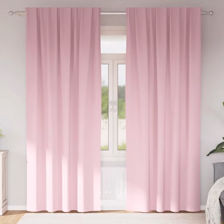 Set di 2 tende blackout vidaXL con anelli in poliestere, colore rosa, H: 260 cm x L: 140 cm