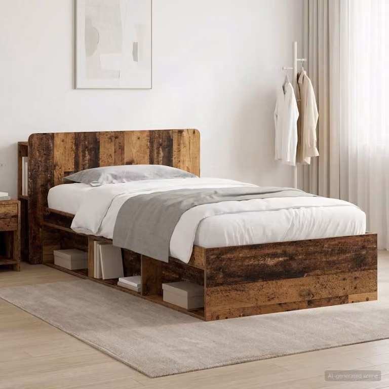vidaXL Telaio letto con contenitore in legno color marrone L: 190 cm, P: 75 cm, H: 95 cm