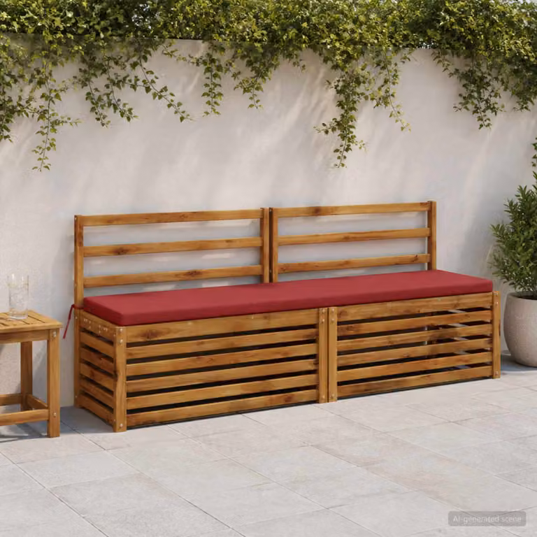 Set di 2 cuscini per panchina vidaXL in poliestere rosso con imbottitura in schiuma e coperture rimovibili lavabili