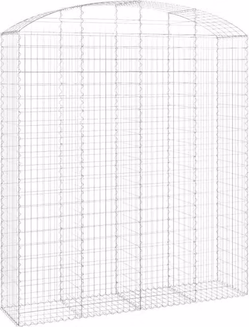 Cesto Gabbione ad Arco in Ferro Zincato Argento L/P/H: 200 x 50 x 220/240 cm