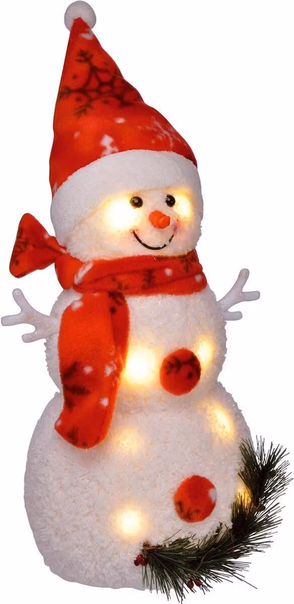 Bambelaa! Pupazzo di neve LED Rosso Decorazione natalizia illuminata 42 cm Batteria