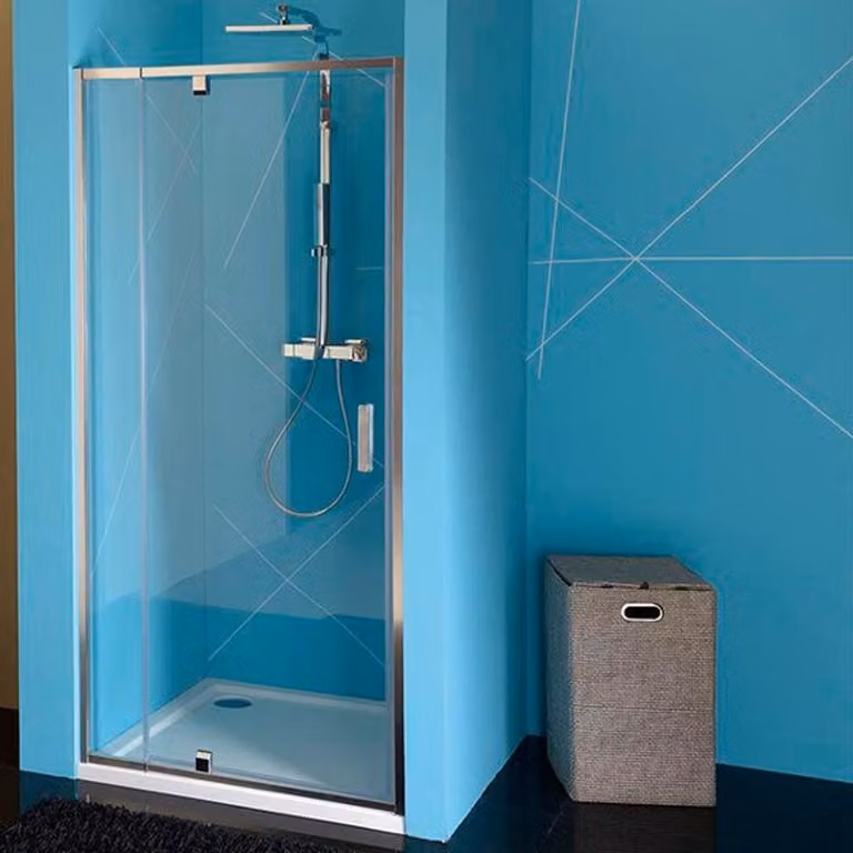 Polysan Easy Line - Porta per doccia 760-900 mm, alluminio lucido/vetro chiaro EL1615