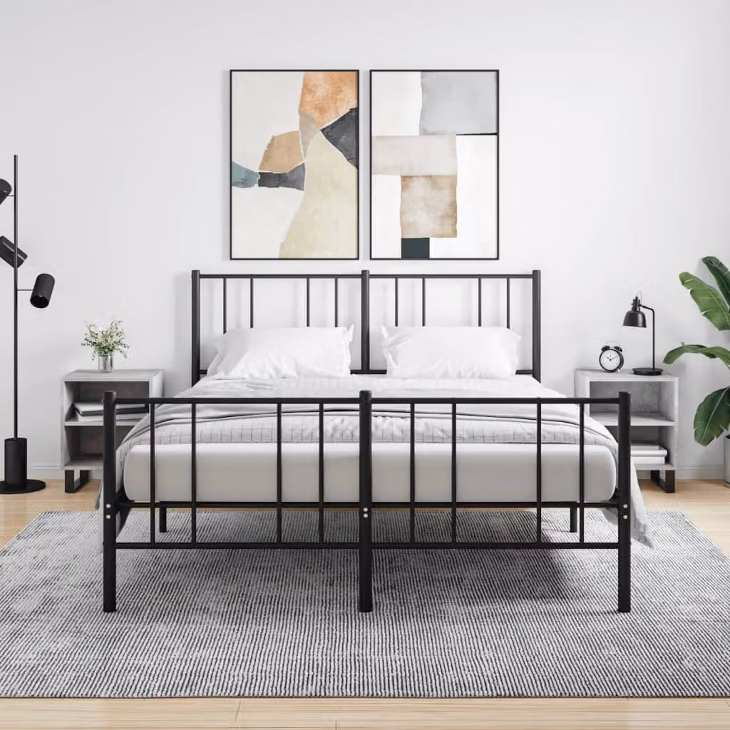 Set di 2 comodini sospesi vidaXL in legno e metallo, colore grigio, L 40 cm x P 30 cm x H 50 cm