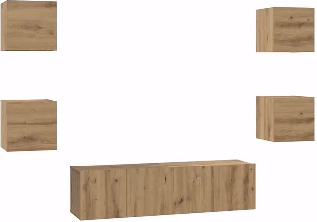 Set mobile TV 6 pz | Armadietto TV | Mobile Porta TV Rovere artigianale Legno multistrato
