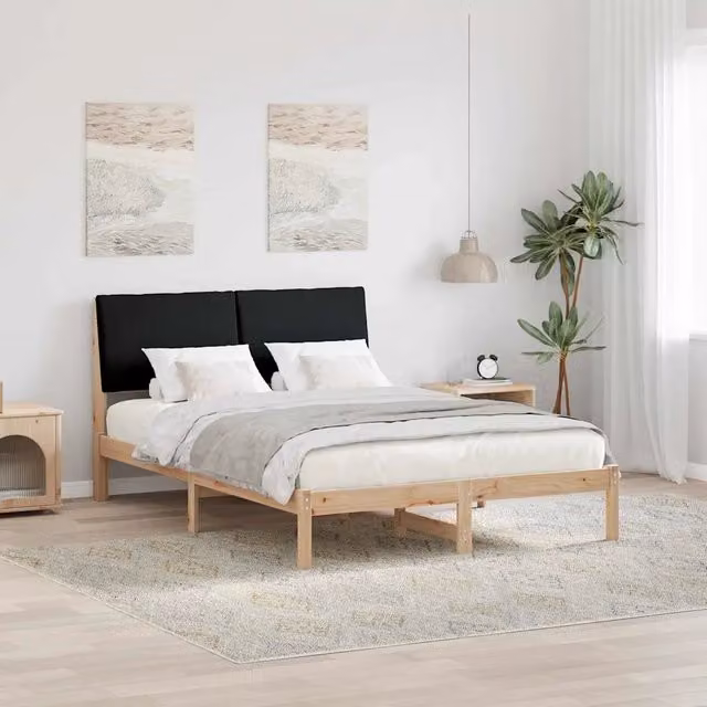 Struttura del letto con testiera-Giroletto con Testiera Marrone e nero 160 x 200 cm 686475