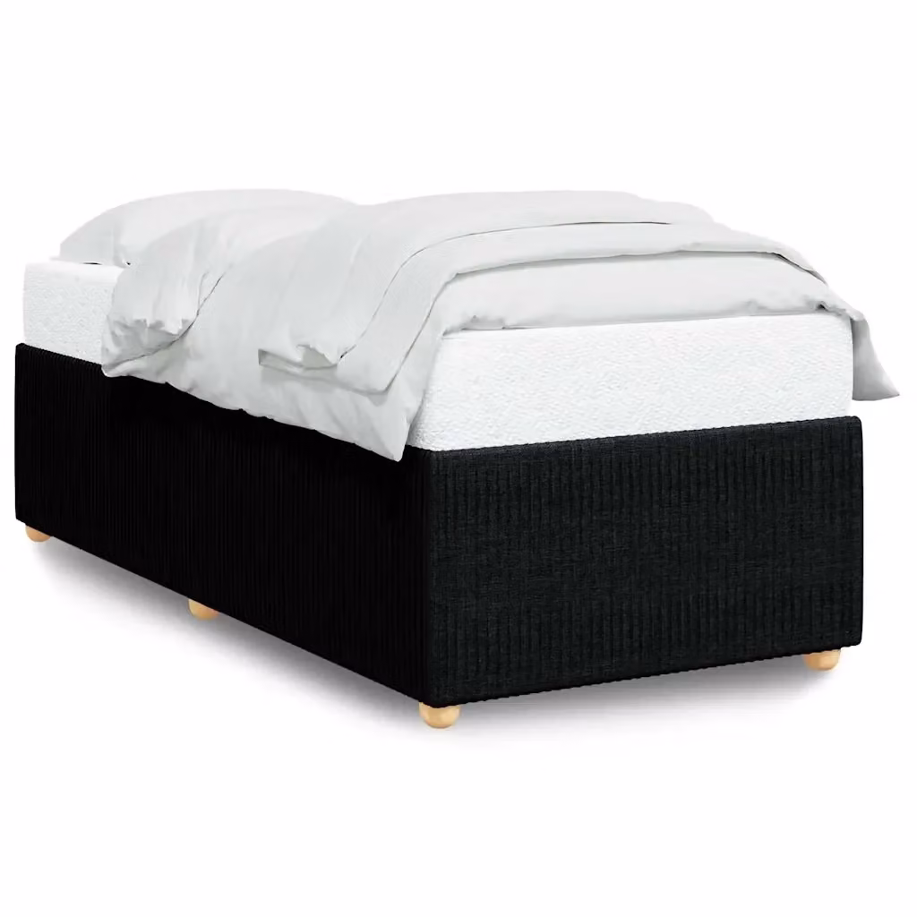 Giroletto vidaXL in tessuto nero con struttura in legno e doghe, L 90 cm x P 200 cm – 2