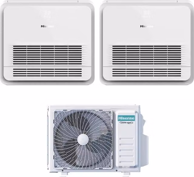 Condizionatore Dual Split Hisense Console 9+12 kW 2AMW52U4RXC Bianco con Wi-Fi e Telecomando