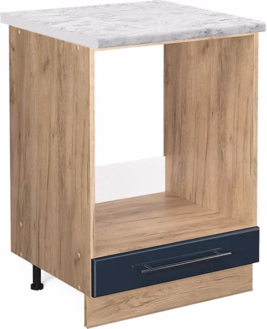 Mobile per forno da incasso Vicco Fame-Line Blu scuro lucido e Rovere dorato L: 60 cm, H: 82 cm, P: 22,5 cm – 1