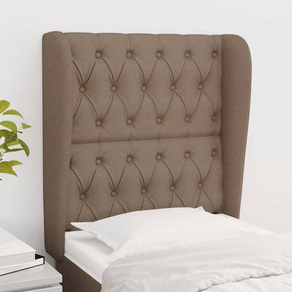 Testiera ad orecchio vidaXL in tessuto beige con struttura in legno e pannello imbottito L: 83 cm, P: 23 cm, H: 118-128 cm