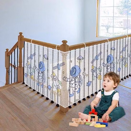 Rete di sicurezza per corrimano da balcone e copertura gradini - 300 x 78 cm, resistente, elegante, adatta a bambini e animali domestici - Astronaut Bianco
