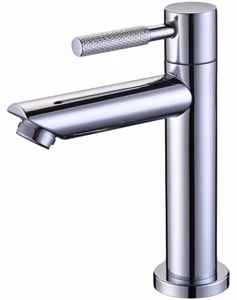 Miscelatore monocomando per lavabo, solo acqua fredda, in acciaio inossidabile con finitura cromata, ideale per bagni per ospiti