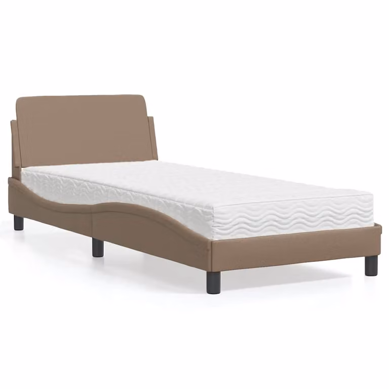 Letto con Materasso Dover vidaXL in Similpelle Cappuccino L/P/H: 80 x 200 cm