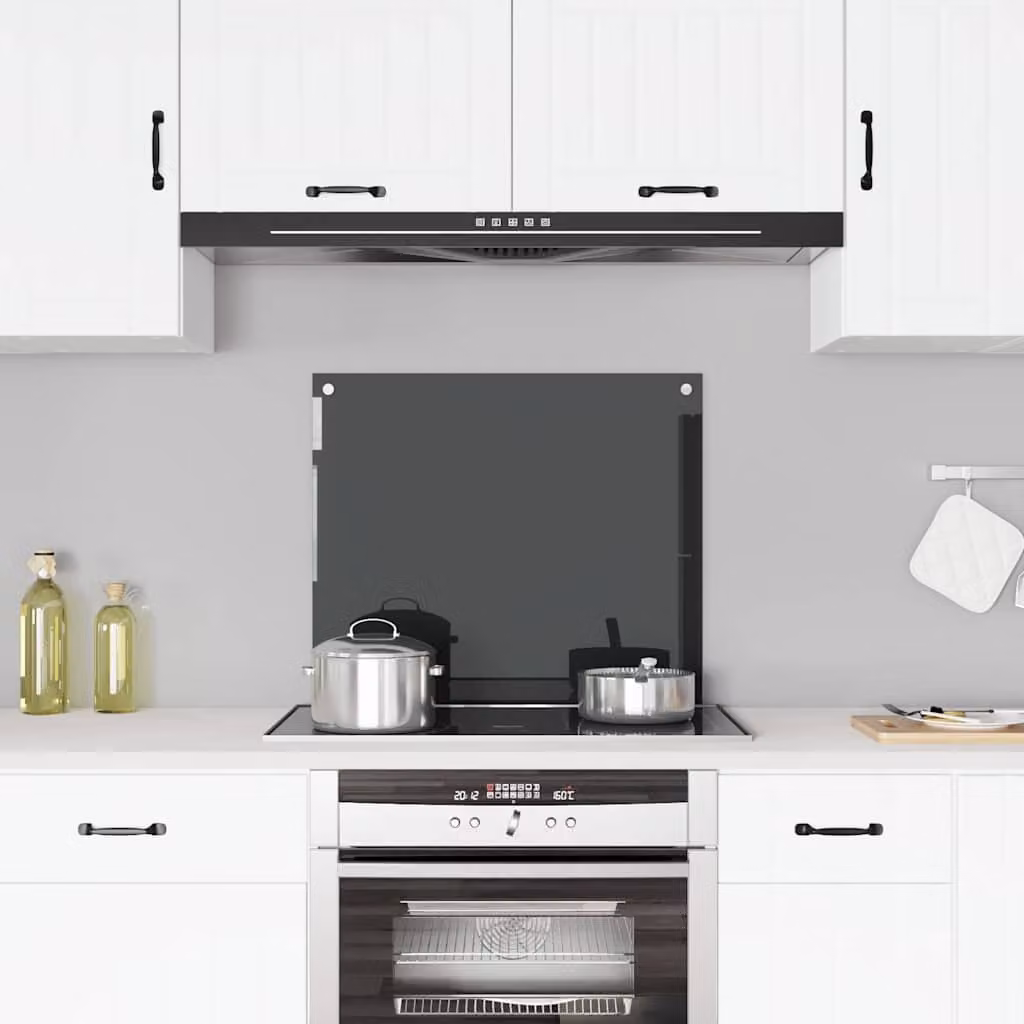 Paraschizzi per cucina vidaXL in vetro temperato nero L: 70 cm, H: 60 cm