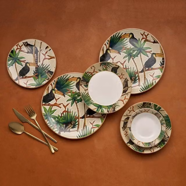 Servizio piatti in ceramica DMORA, set da 24 pezzi, multicolore