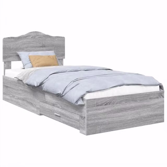 Letto singolo | Letto per adulti | Struttura del letto Grigio Sonoma 90 x 190 cm Legno multistrato