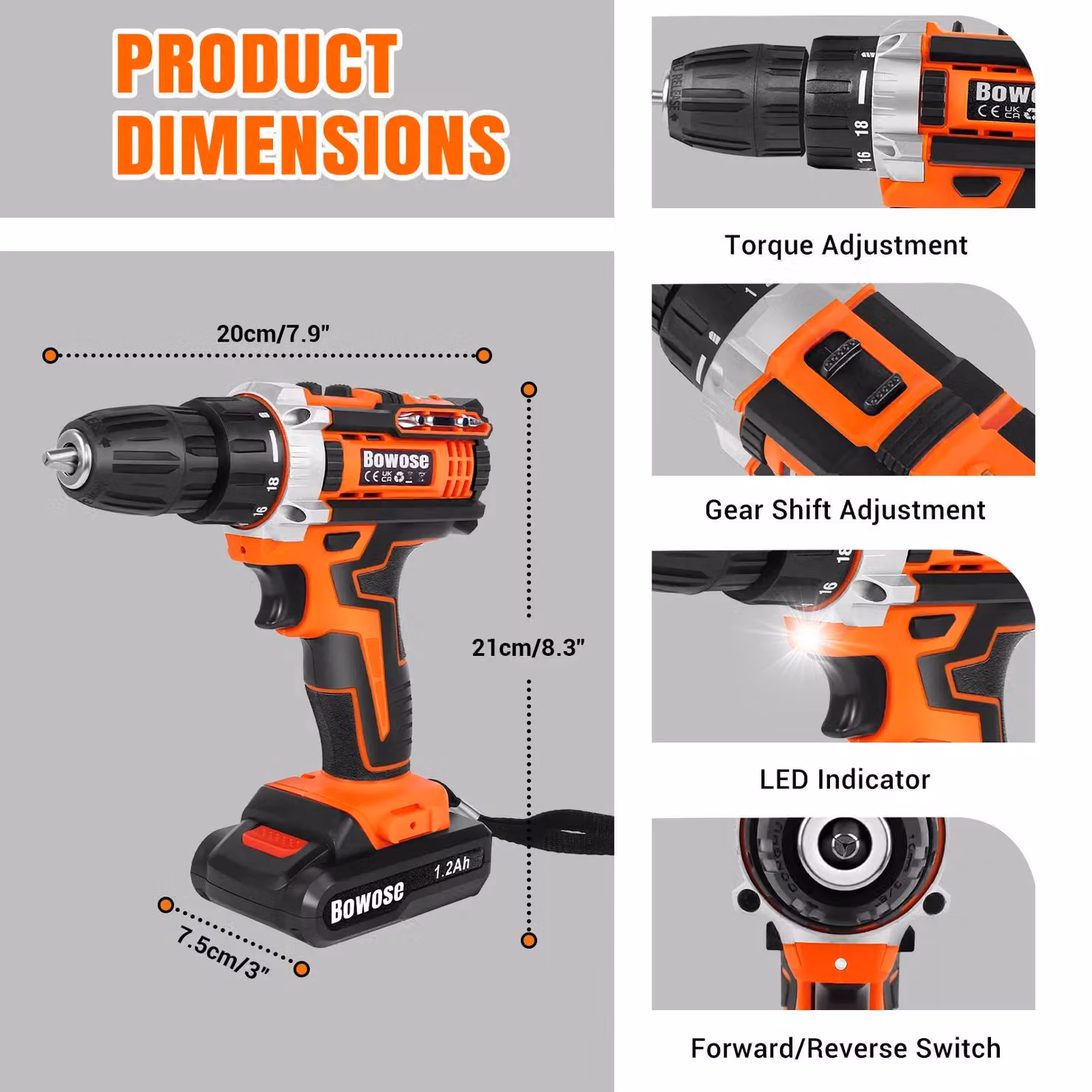 Trapano avvitatore a batteria - Avvitatore senza fili - 45 Nm - 1400 giri/min - 2 velocità - Include batteria - Ideale per il fai da te