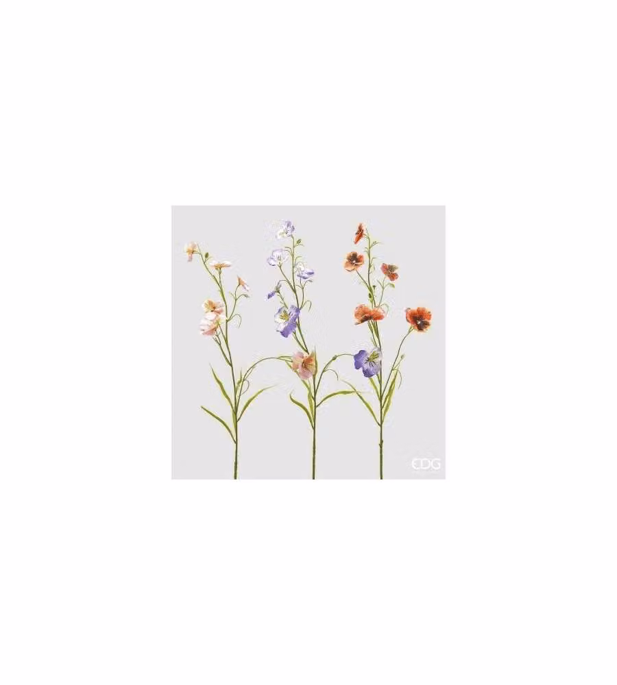 Bouquet artificiale multicolore Panse H.70 - Fiori giallo rosso viola blu