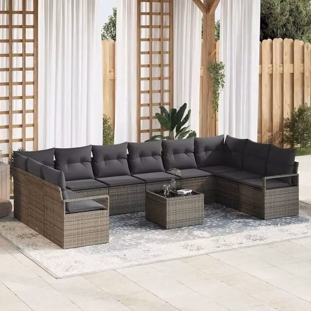 Set di divani 11 pz Grigio polyrattan 3346569