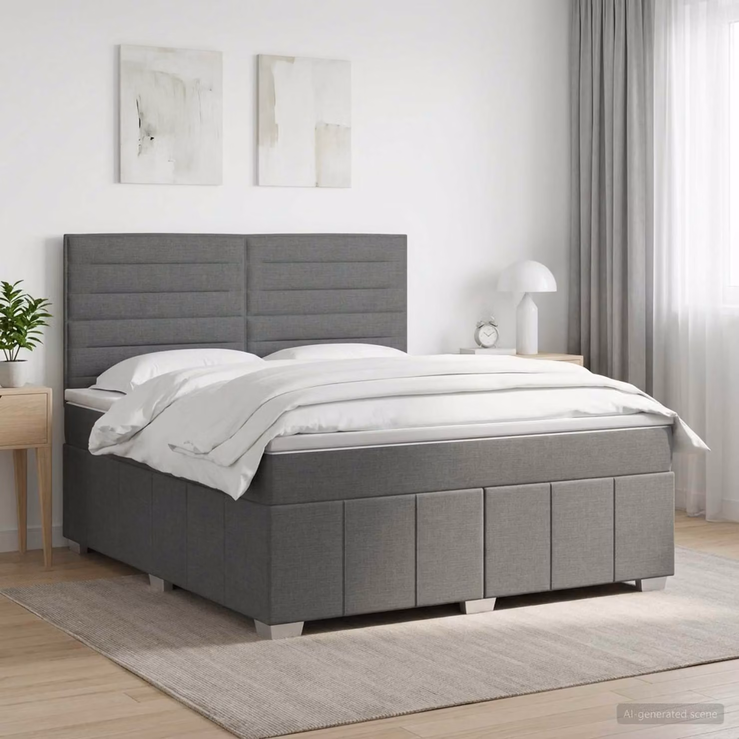 Maison Exclusive - Letto boxspring con materasso grigio scuro 140 x 200 cm Tessuto