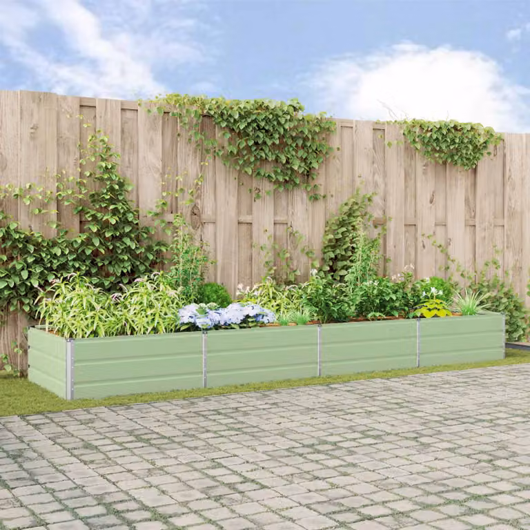 Fioriera da giardino vidaXL in acciaio zincato verde pastello L: 385 cm, P: 100 cm, H: 45 cm
