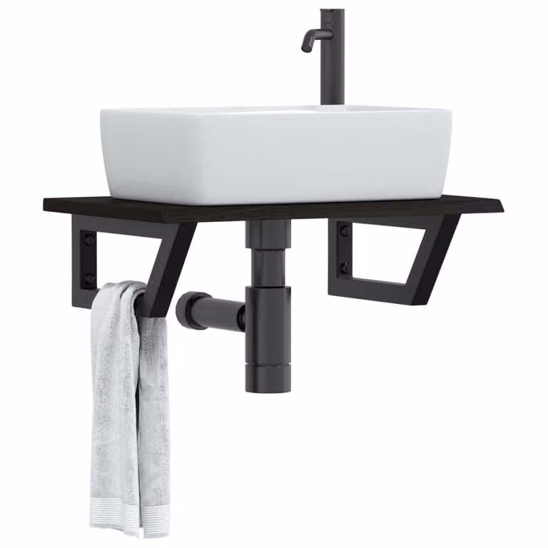 vidaXL Ripiano a Parete per Lavabo Moderno in Rovere e Metallo