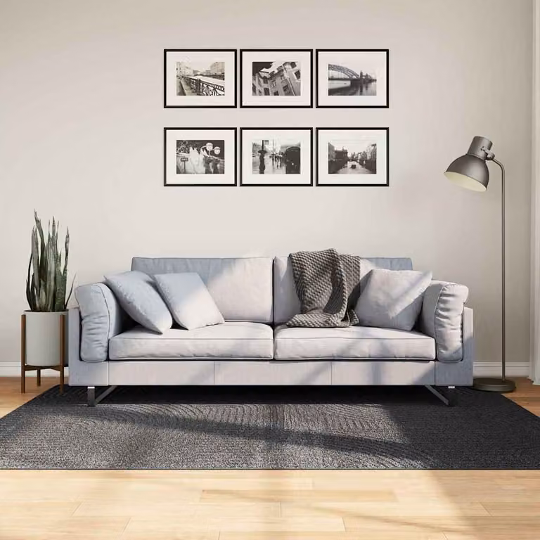 Tappeto vidaXL IZA a pelo corto in stile scandinavo con motivo geometrico, colore antracite, L 140 cm x P 200 cm